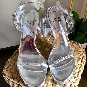 Stuart Weitzman Women's Transparent Heels with rhinestones